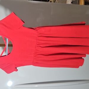 Toddler Red Ballet Twirly Dress Short Sleeves Gathered Stretchy Waist - Size 3